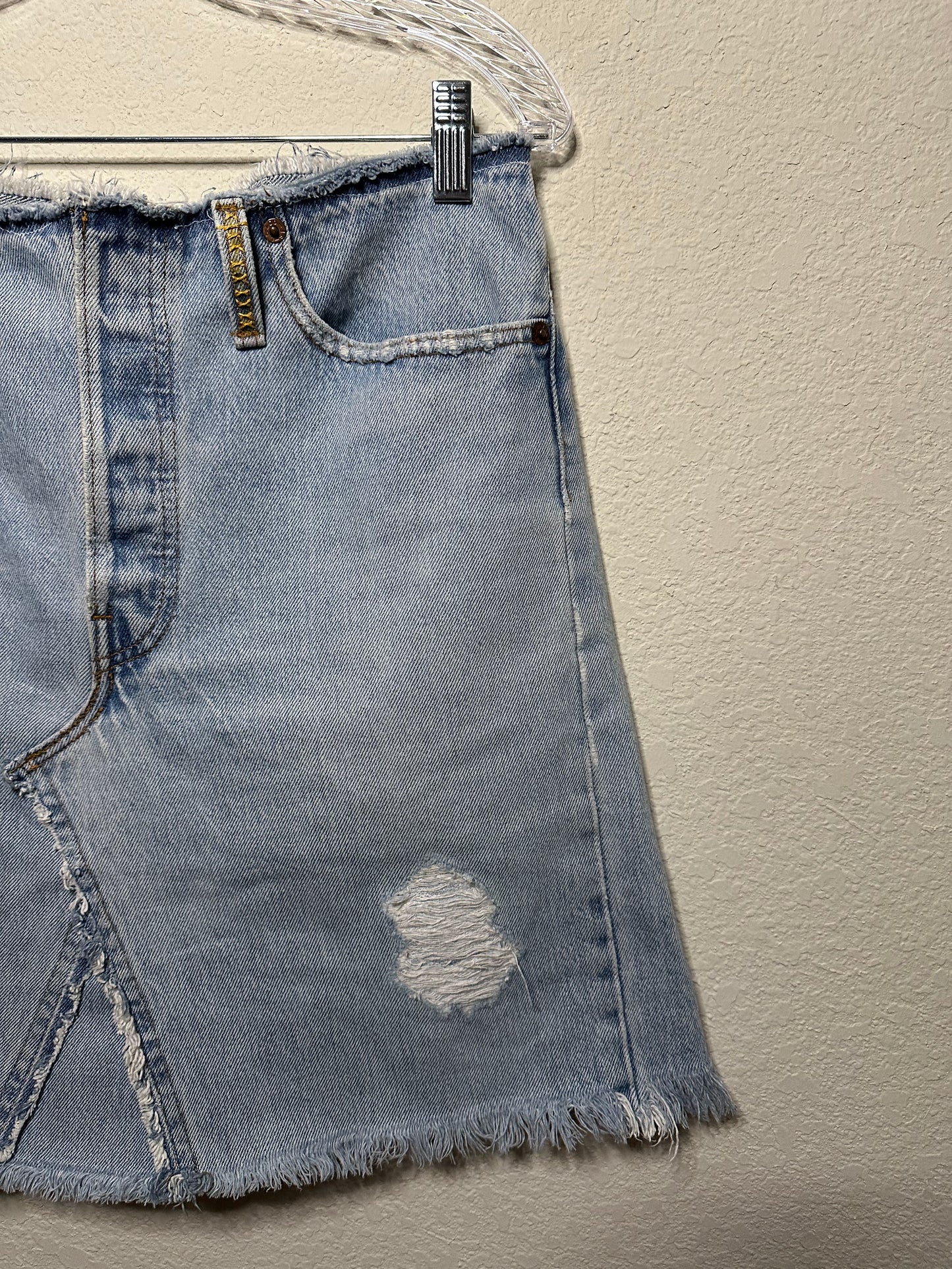 MCA REVIVAL: 90’s Levi’s 501’s - Handmade into a Rhinestone Studded Denim Skirt 8/10)