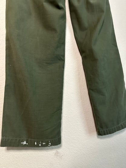 60’s Military OG-107 Cotton Sateen Field Pants w/ Paint Splatter (27x29)