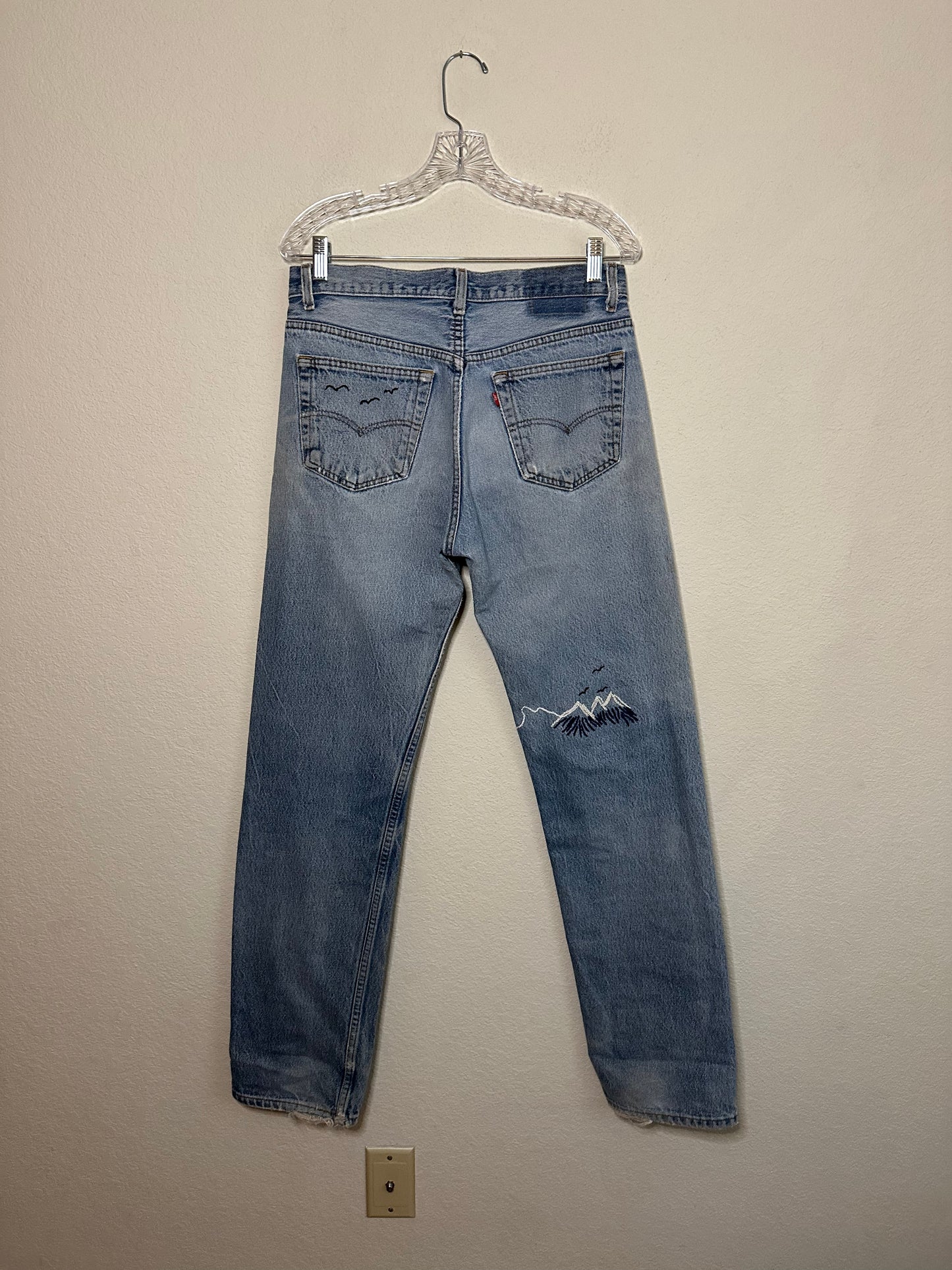 MCA Vintage Revival: 80’s Levi’s 501’s - Hand Patched & Hand Embroidered (31x32 / Modern 8)