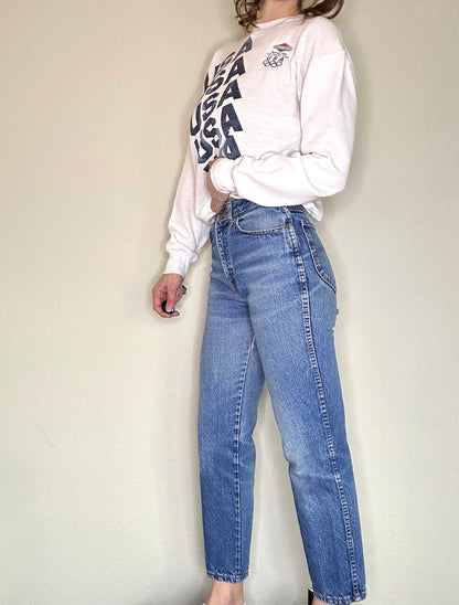 70’s Chic Straight Crop Western USA Jeans (26x27 / Modern 0/2)