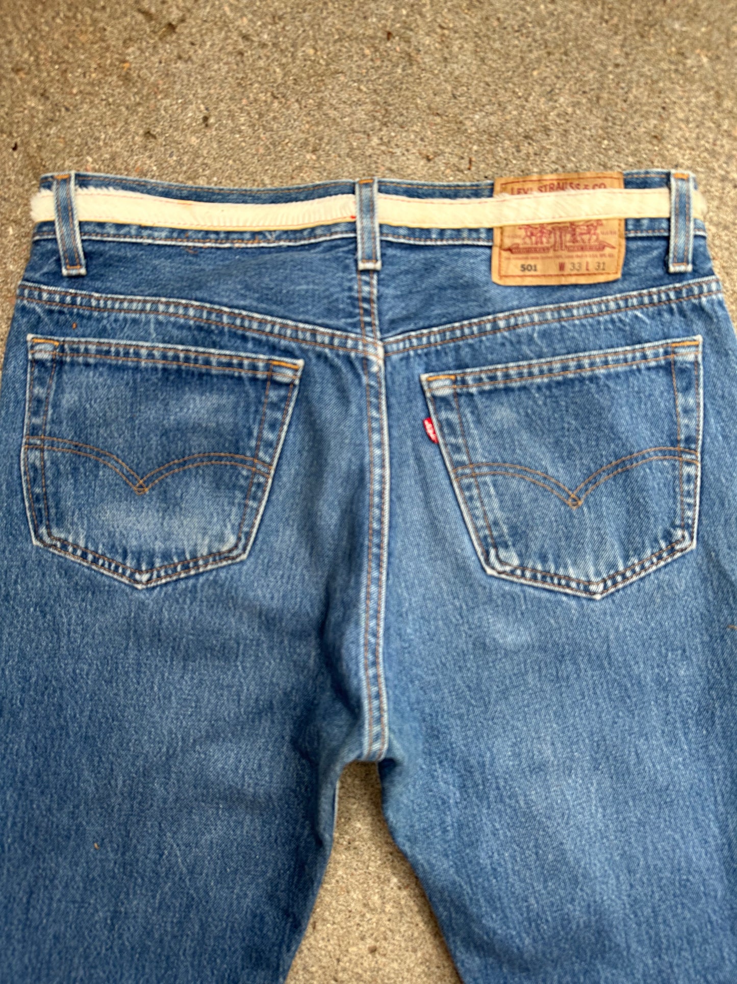 90’s Custom Cowhide Beaded Levi’s 501 Jeans (Modern 29/30)