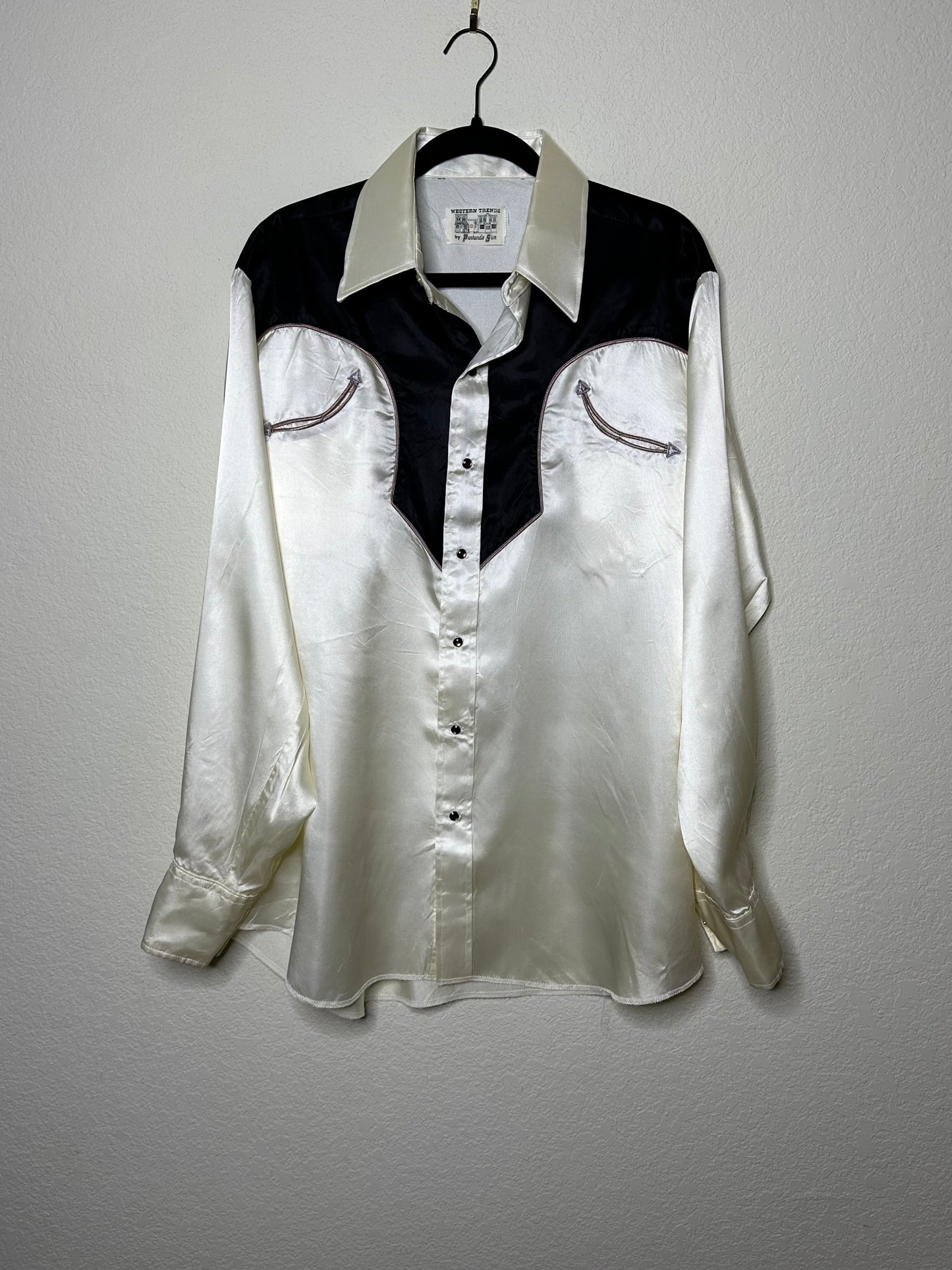 70’s Panhandle Slim Pearl Snap Satin Rockabilly Western Shirt (Unisex XL)