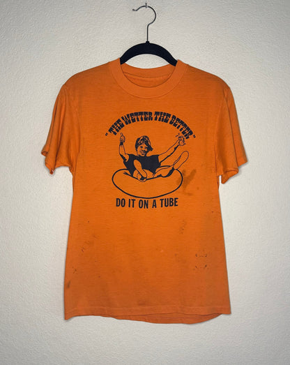 80’s Single Stitch “Do it on a Tube” Thrashed Graphic T-Shirt (Unisex S)