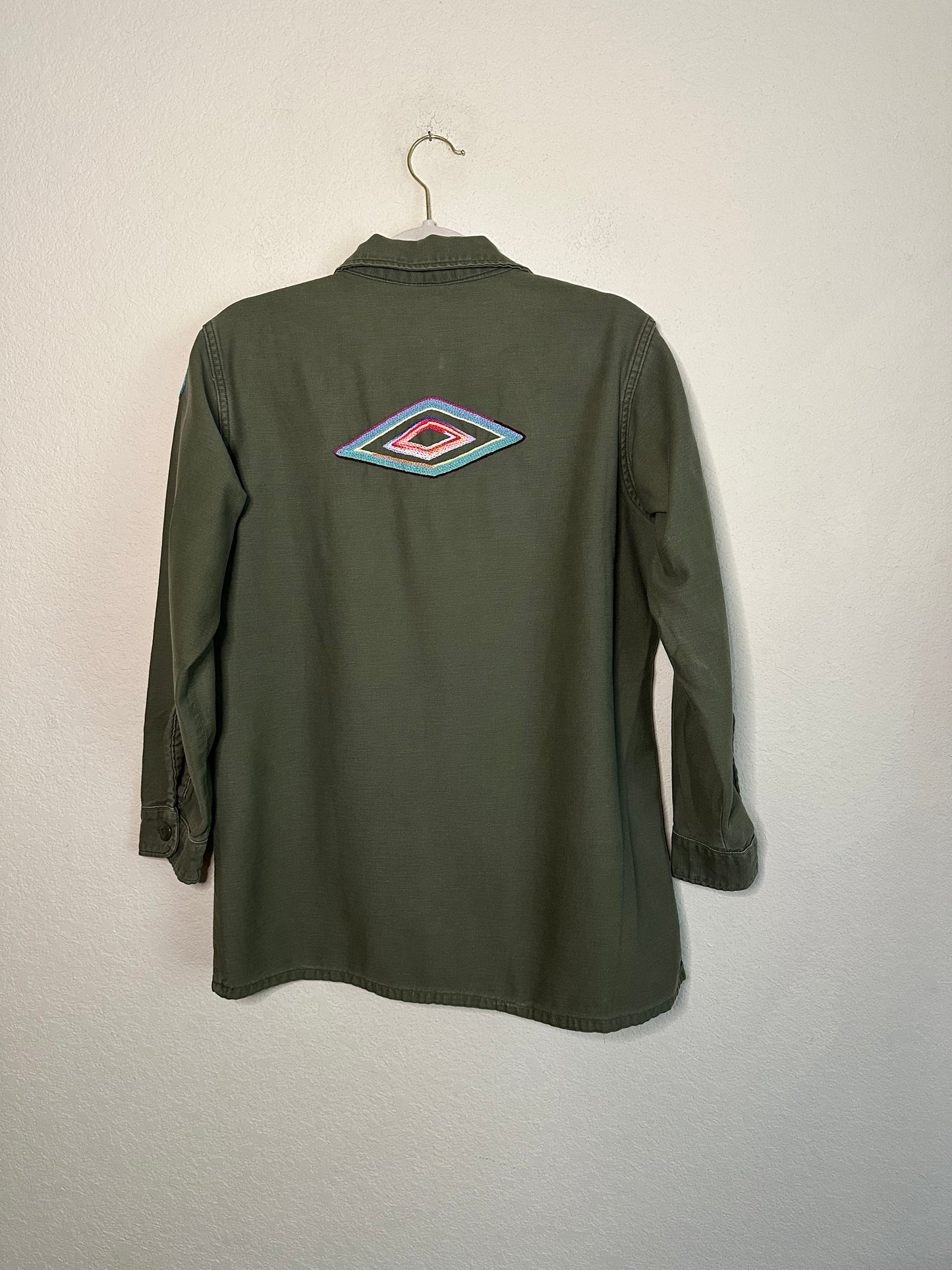 MCA VINTAGE REVIVAL: 70s OG-107 Hand-Embroidered Cotton Sateen Military Field Shirt