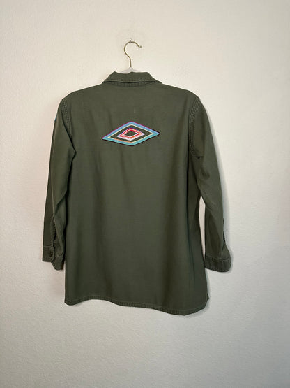 MCA VINTAGE REVIVAL: 70s OG-107 Hand-Embroidered Cotton Sateen Military Field Shirt