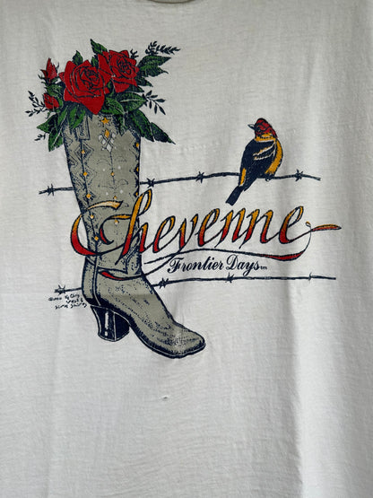 RARE 80’s Cheyenne Frontier Days Single Stitch Tattered Tee (Unisex S/M)