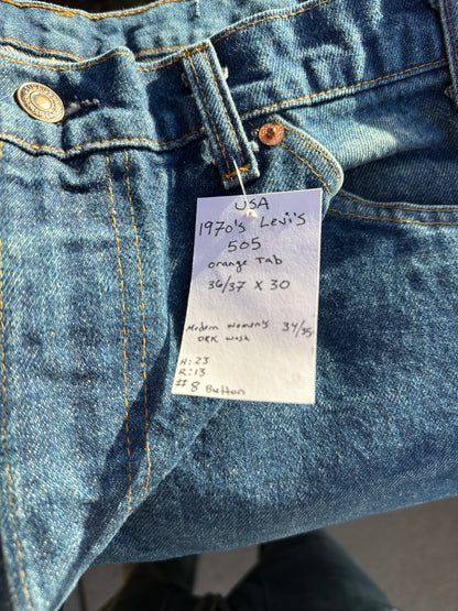 70’s Levi’s 505 Orange Tab #8 Button Talon USA Jeans (Men’s 36x30 / Women’s 34)