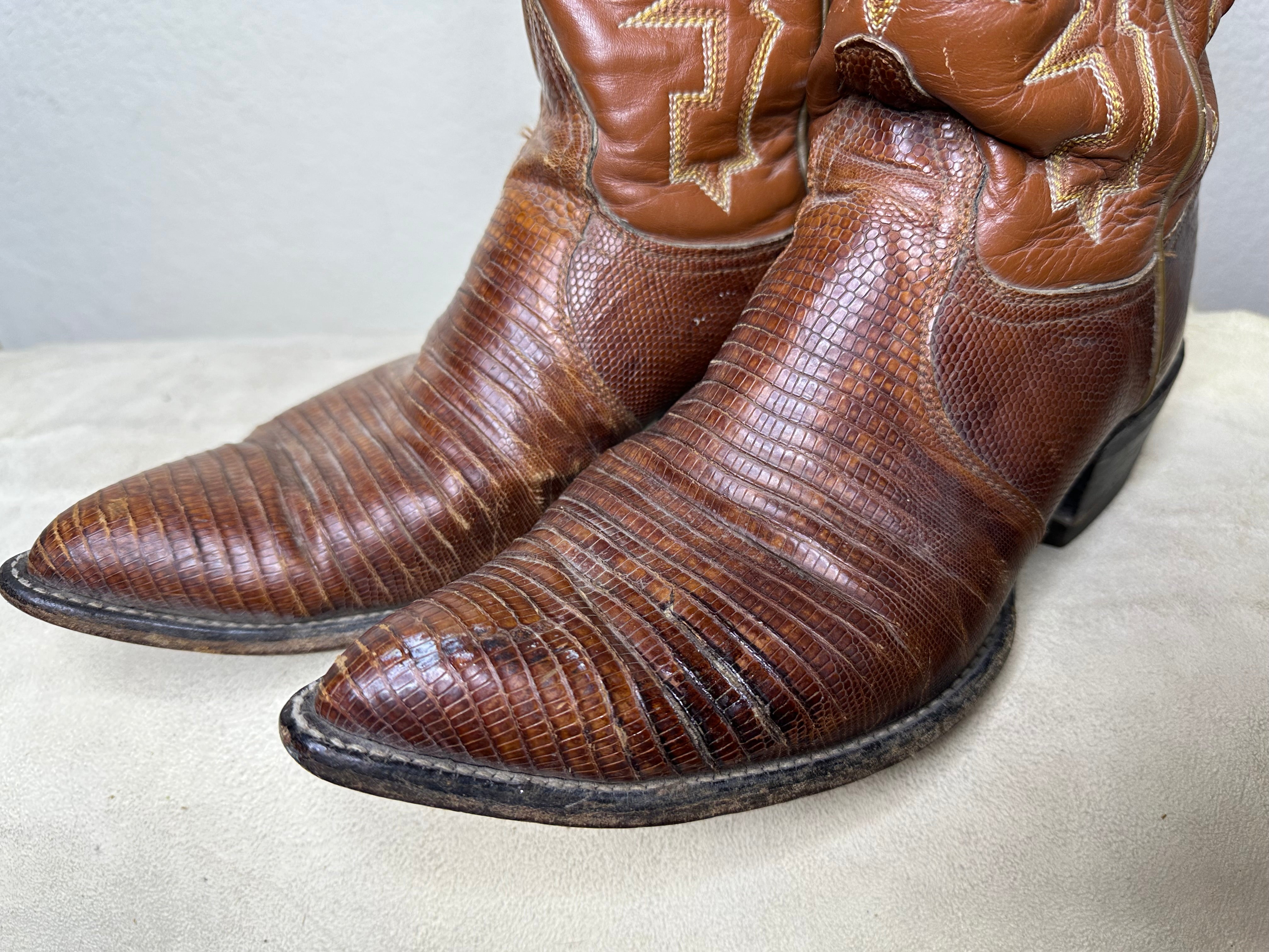 70's Tony Lama Black Label Exotic Cowboy Boots (Men's 8.5/Women's