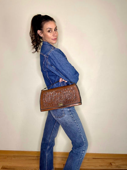 40’s Hand-Tooled Leather Western Bag