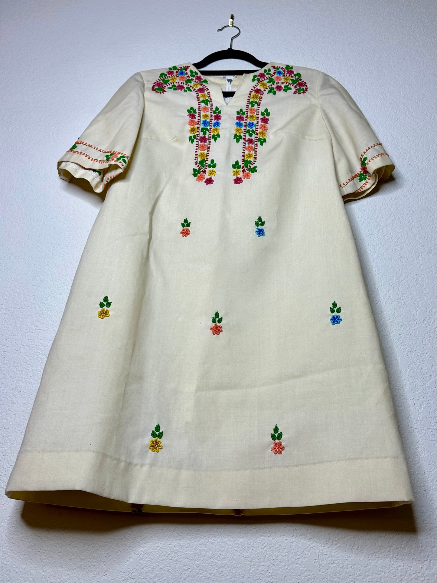 60s Star of Siam Handwoven Pure Silk Hand Embroidered Dress