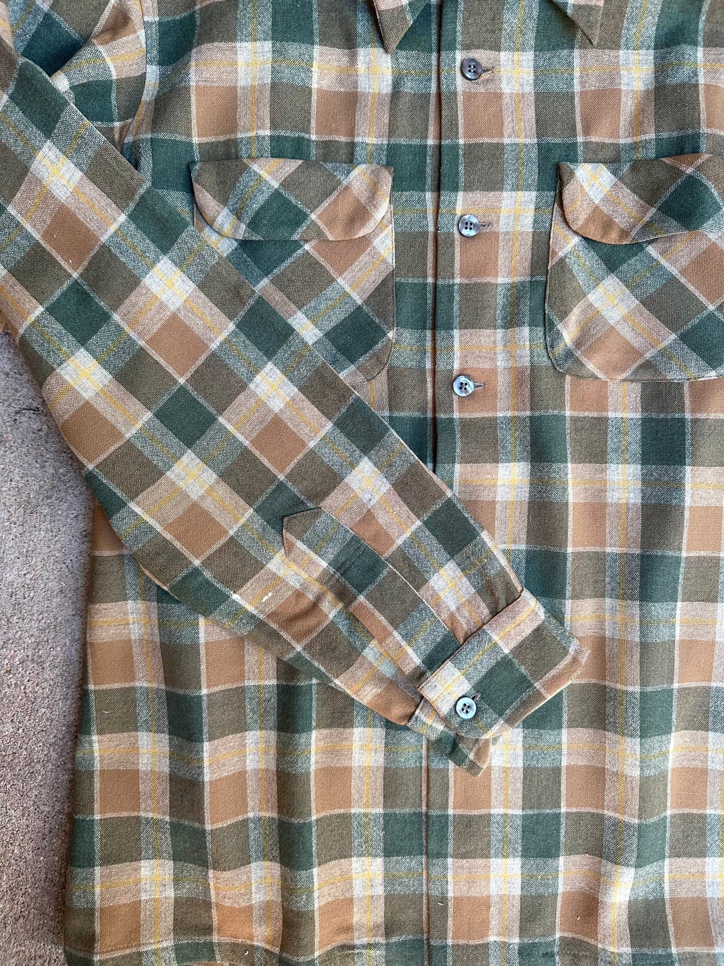 70’s Pendleton Loop Collar Plaid Wool Board Shirt (Men’s L)