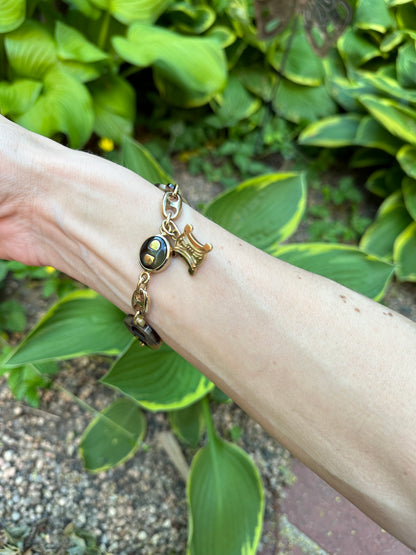 90’s Celine Mariner Link Bracelet w/ Logo Charm