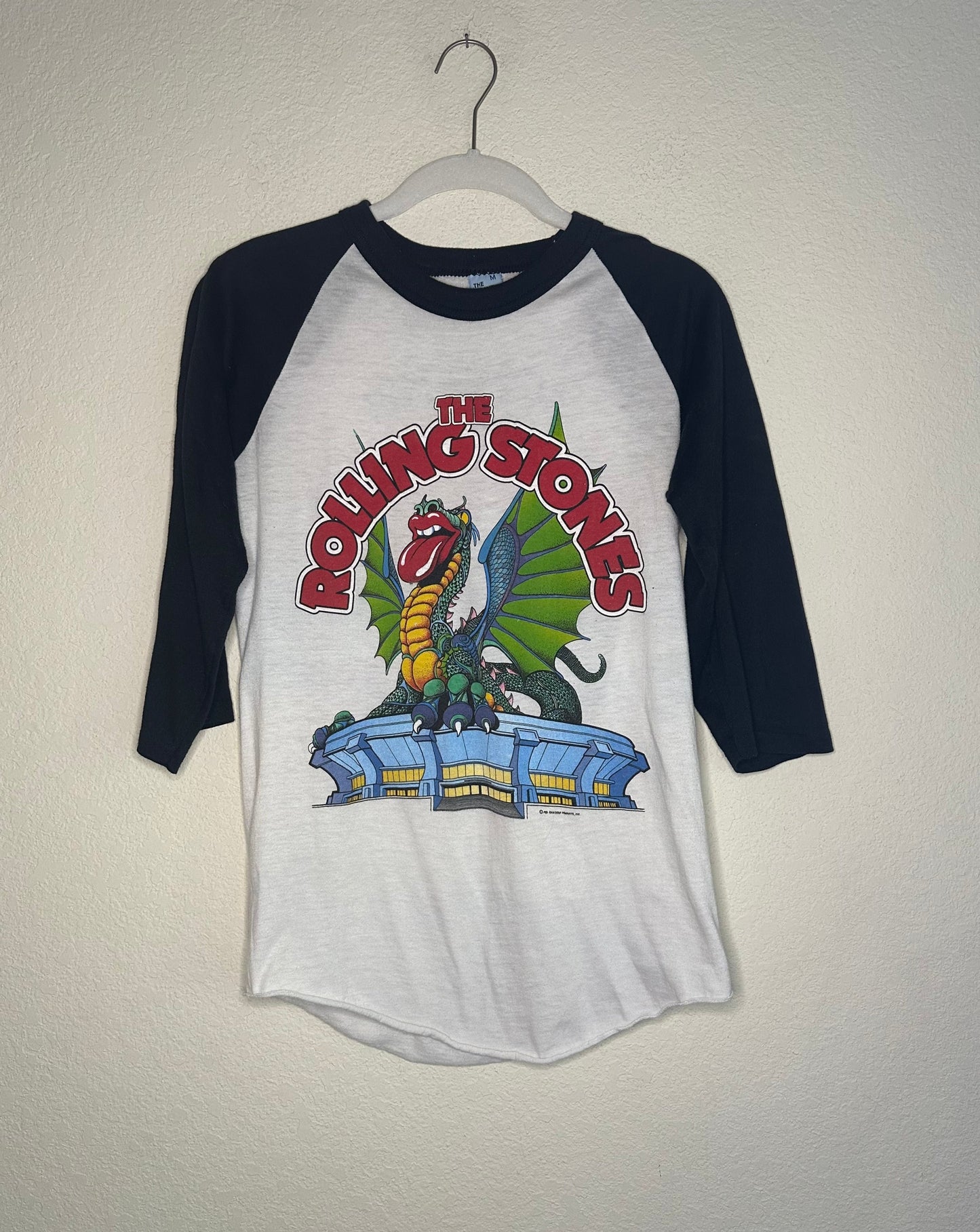 80’s Rolling Stones Heart Tour Single Stitch Raglan Tee (Unisex S)