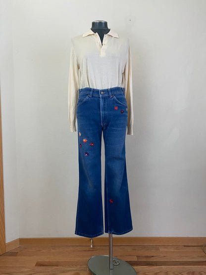 MCA Vintage Revival: 70’s Levi’s Bootcut Western Hand Embroidered Jeans (Modern 6/8)