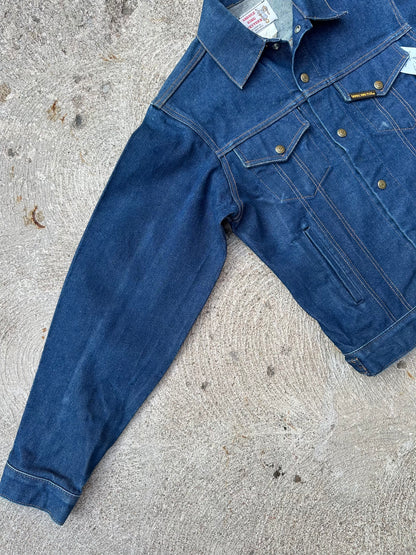 80’s Saddle King Raw Denim Trucker Jacket (Unisex S)