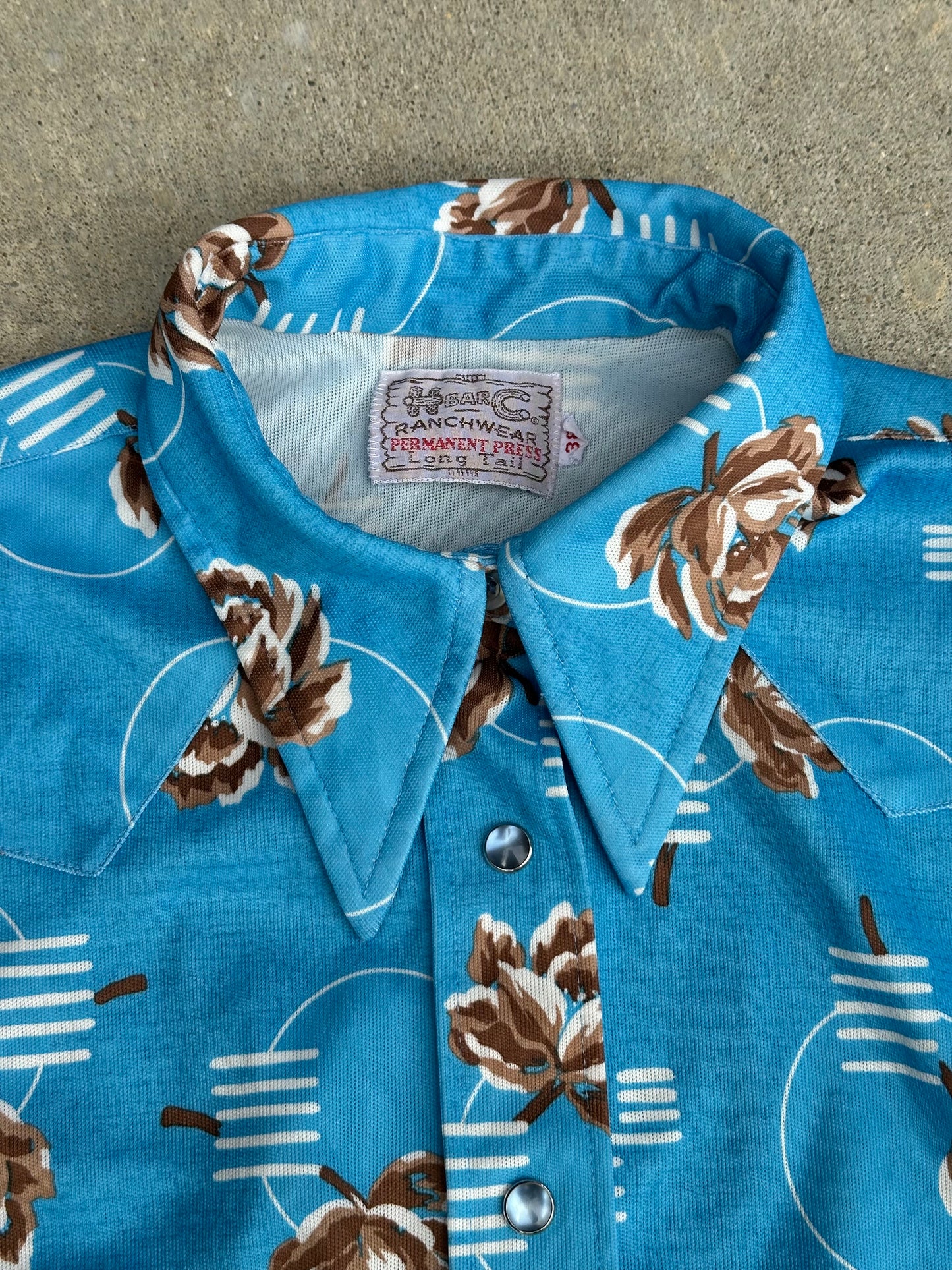 70’s H Bar C Women’s Rose Western Disco Pearl Snap Shirt (M)