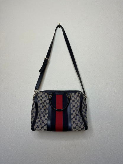 Y2K Gucci Monogram GG Web XL Boston Crossbody Bag