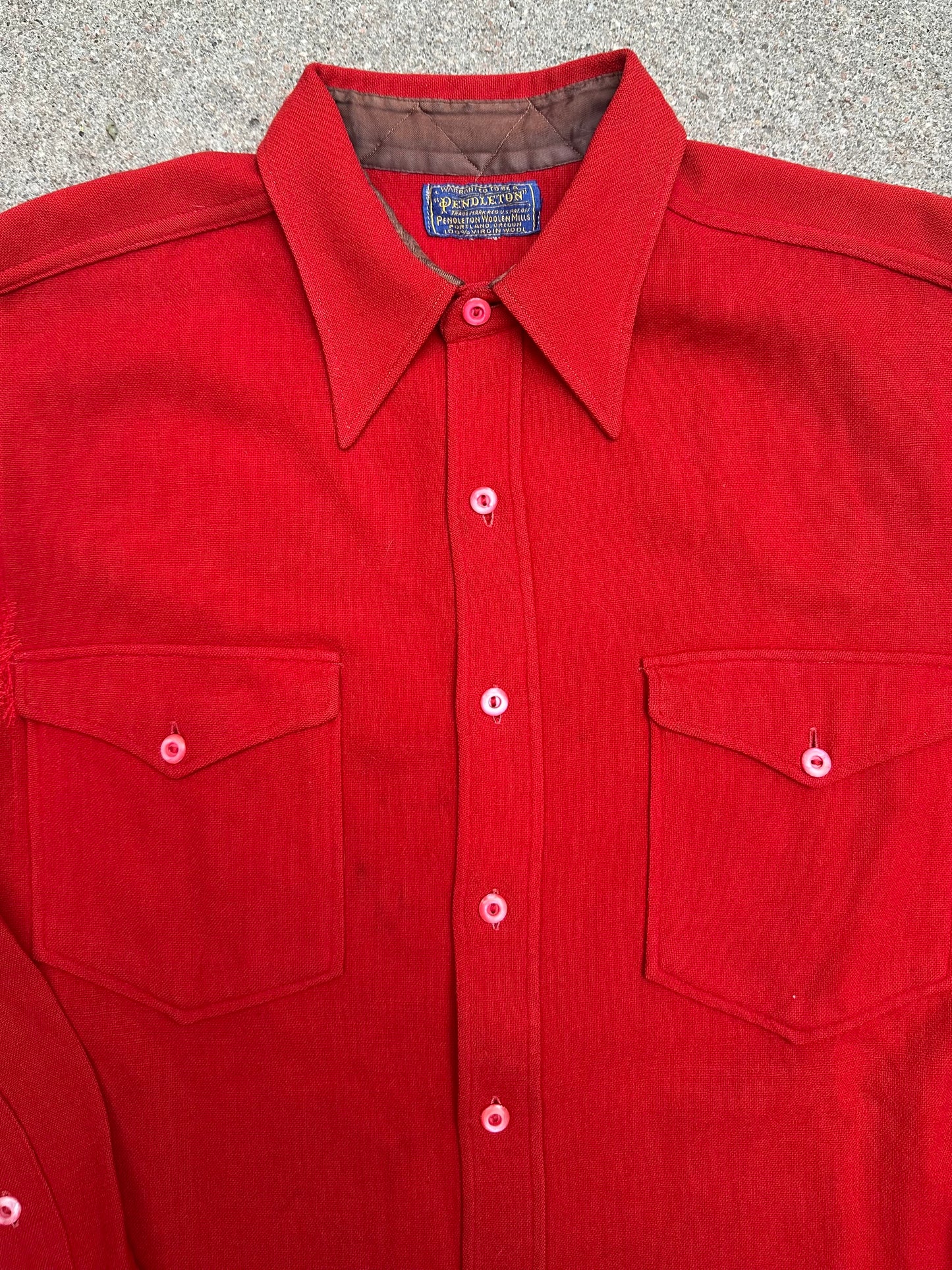 50’s Pendleton Wool Solid Red Western Shirt (Unisex L)