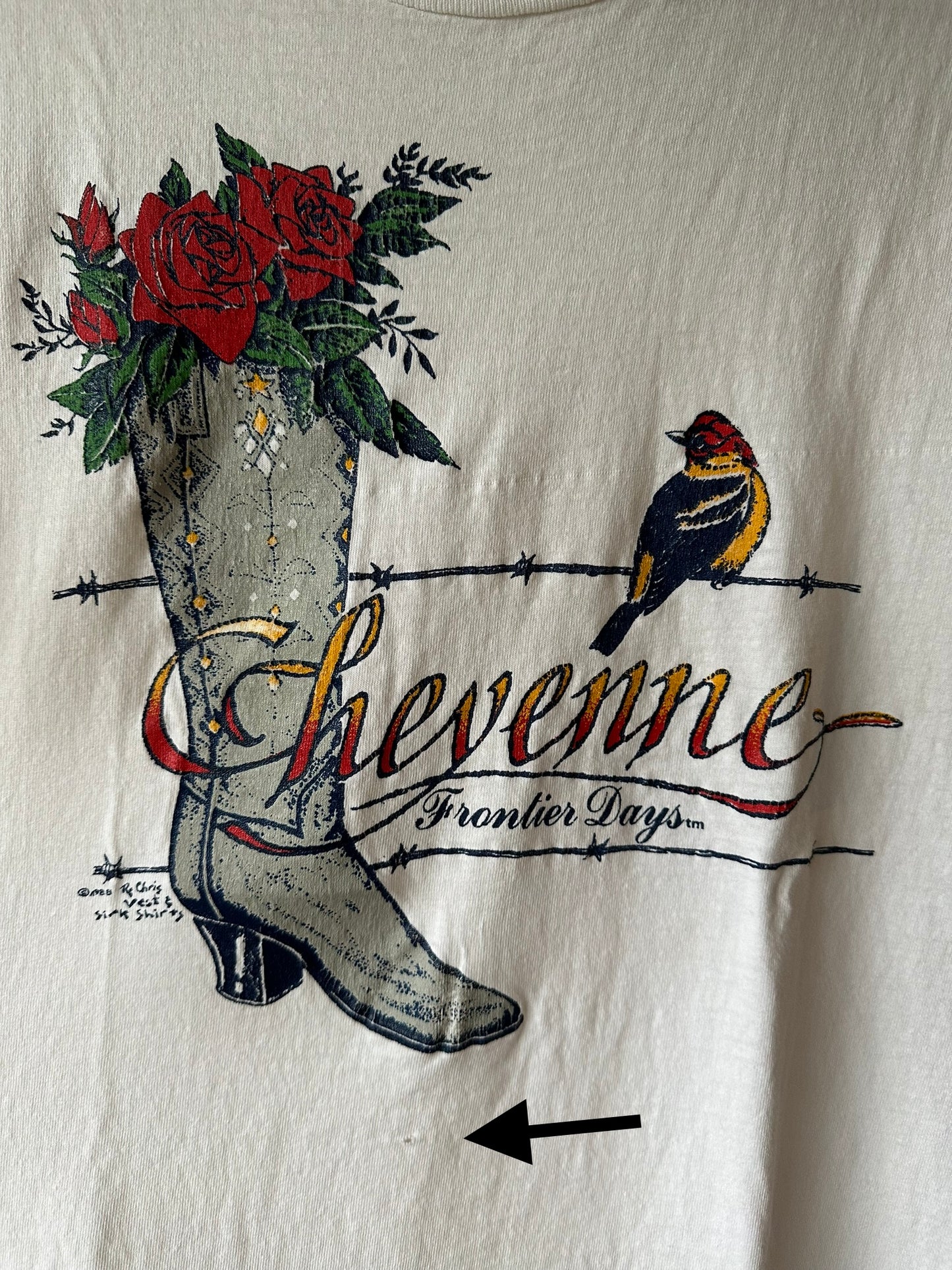 RARE 80’s Cheyenne Frontier Days Single Stitch Tattered Tee (Unisex S/M)