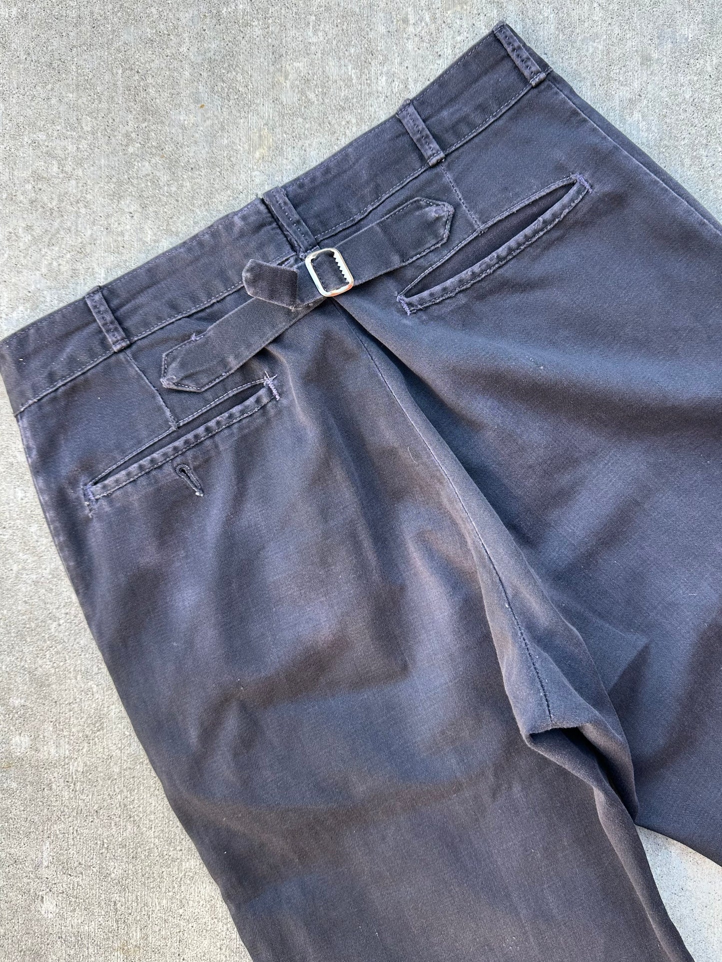 40’s Buckle Back Black Cotton Cuffed Trousers (31x31)