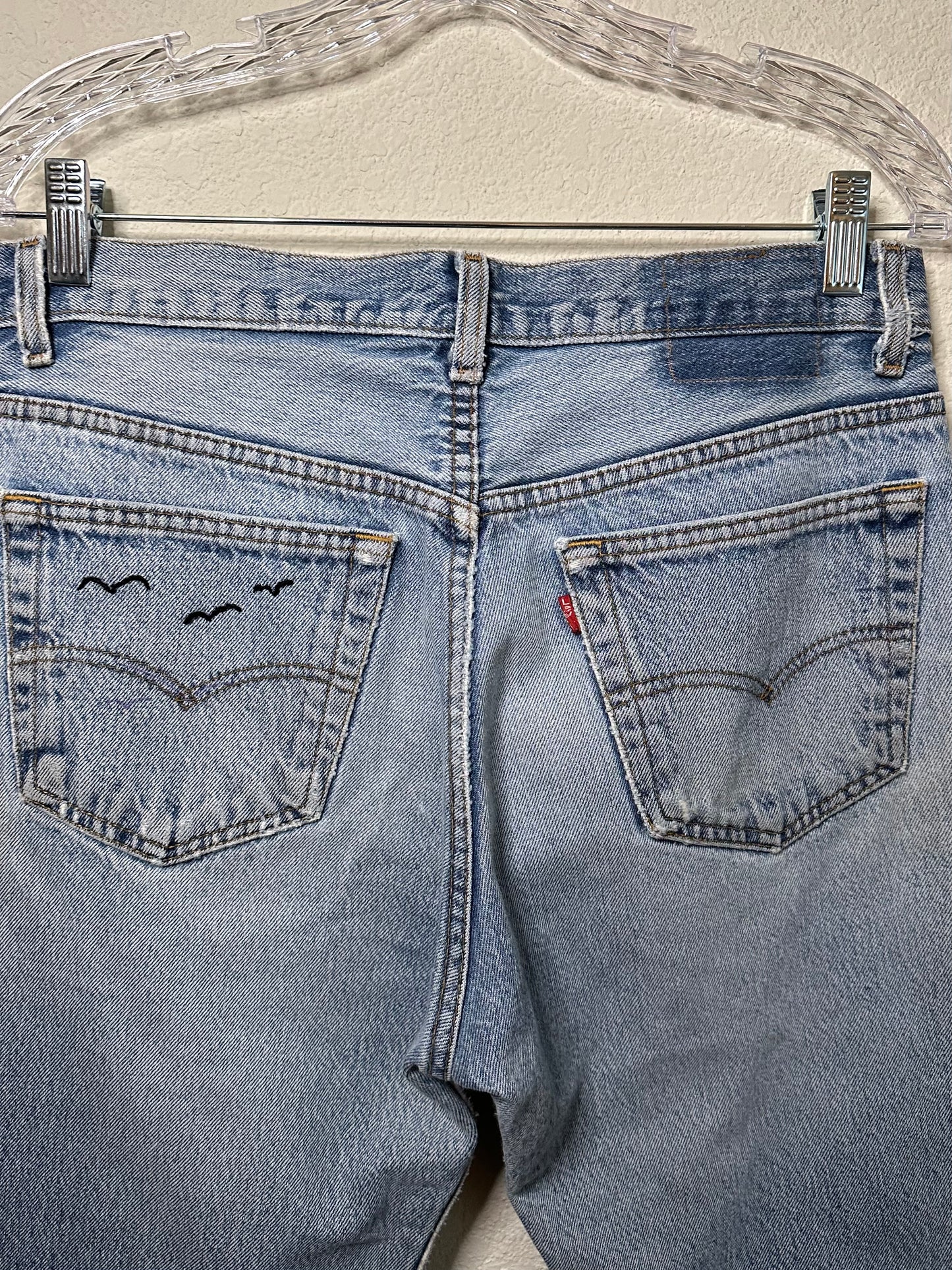 MCA Vintage Revival: 80’s Levi’s 501’s - Hand Patched & Hand Embroidered (31x32 / Modern 8)