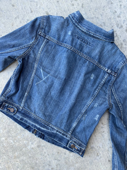 90’s Polo Ralph Lauren Shorthorn Distressed Denim Crop Trucker Jacket (Women’s S)