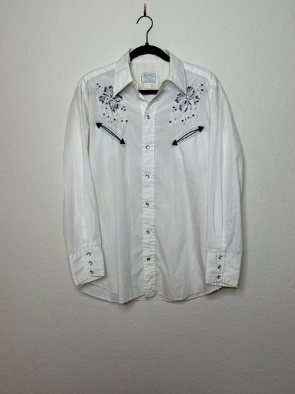 70’s H Bar C Ranchwear Embroidered Western Pearl Snap Shirt (Unisex L)