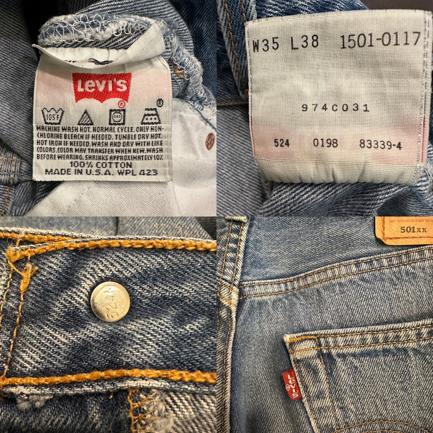 90’s Levi’s 501xx USA Work Stained Jeans (32x34 / Modern 10)