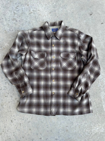 50’s Pendleton Shadow Plaid Loop Collar Wool Board Shirt (Men’s L)