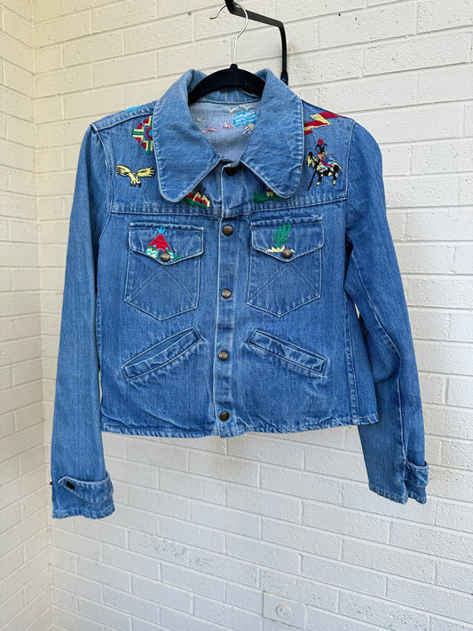 Rare 70’s Native Embroidered Denim Jacket (Women’s S)