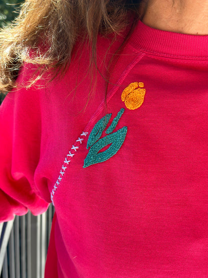 CUSTOM ORDER: Vintage Raglan Hand Embroidered Sweatshirt (Women’s S)