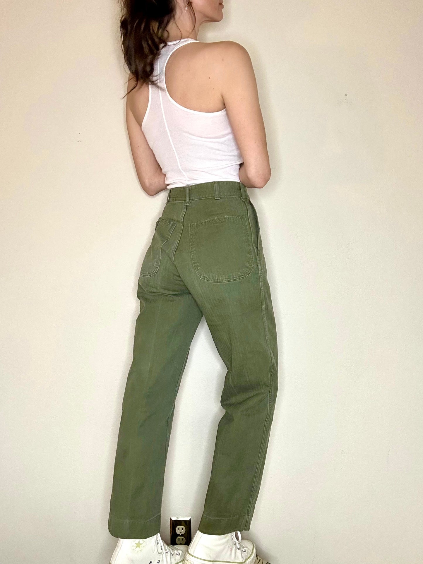 RARE 50’s Military HBT Herringbone Twill Cotton Utility Pants (27x30)