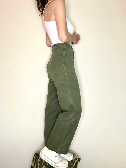 RARE 50’s Military HBT Herringbone Twill Cotton Utility Pants (27x30)